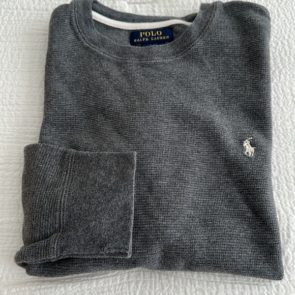 Polo, Ralph Lauren, Mens crewneck thermal, gray, good condition, smoke-free home - Picture 1 of 5